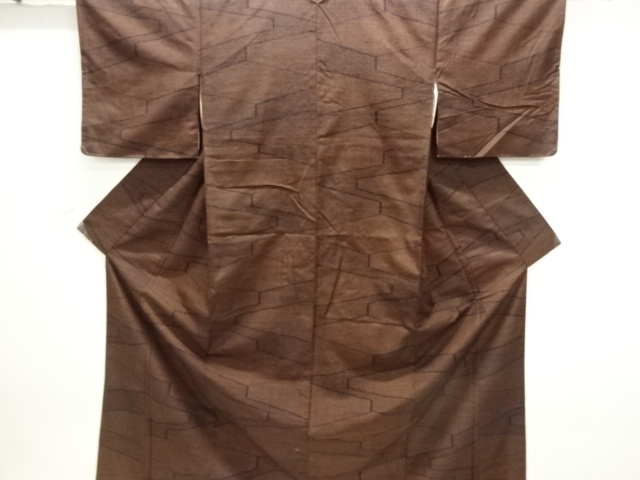 JAPANESE KIMONO / TSUMUGI / WOVEN ABSTRACT PATTERN 